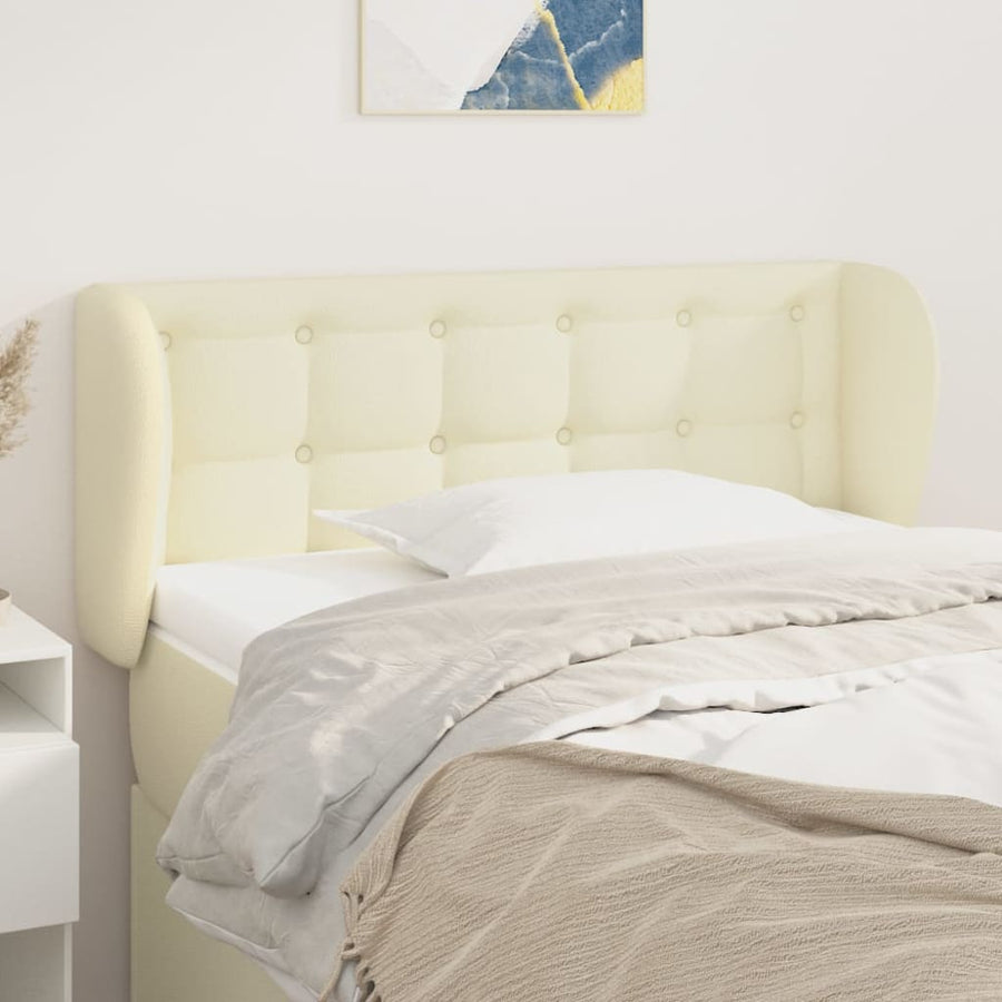 Hoofdbord Met Randen Kunstleer Kleurig 93 x 23 x 78/88 cm Crème