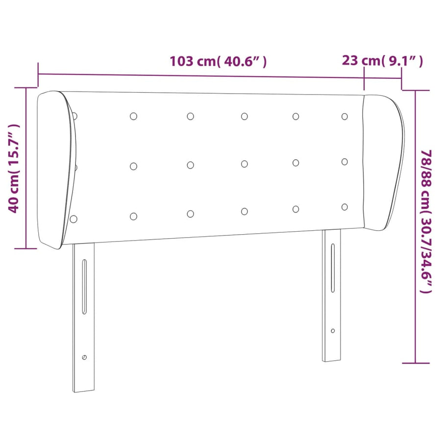 Hoofdbord Met Randen Kunstleer 103 x 23 x 78/88 cm Wit