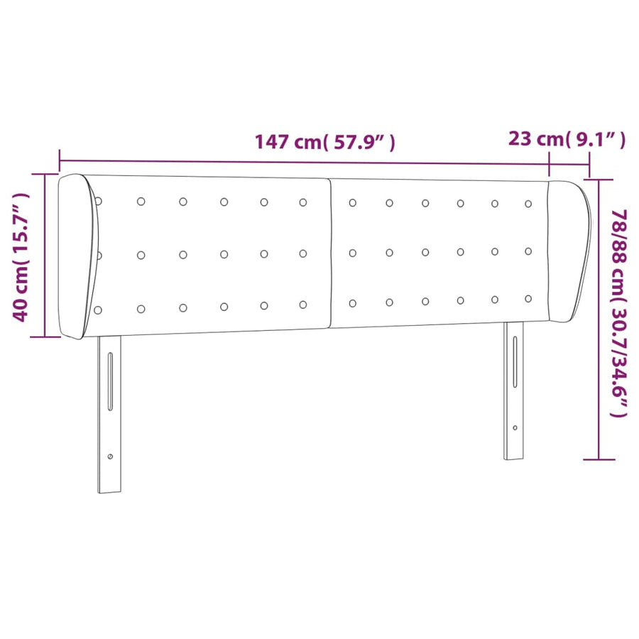 Hoofdbord Met Randen Kunstleer 147 x 23 x 78/88 cm Zwart