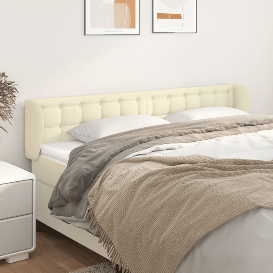 Hoofdbord Met Randen Kunstleer Kleurig 163 x 23 x 78/88 cm Crème