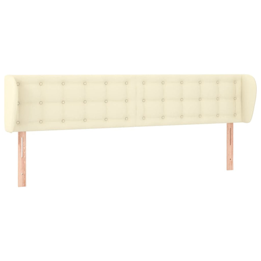 Hoofdbord Met Randen Kunstleer Kleurig 183 x 23 x 78/88 cm Crème