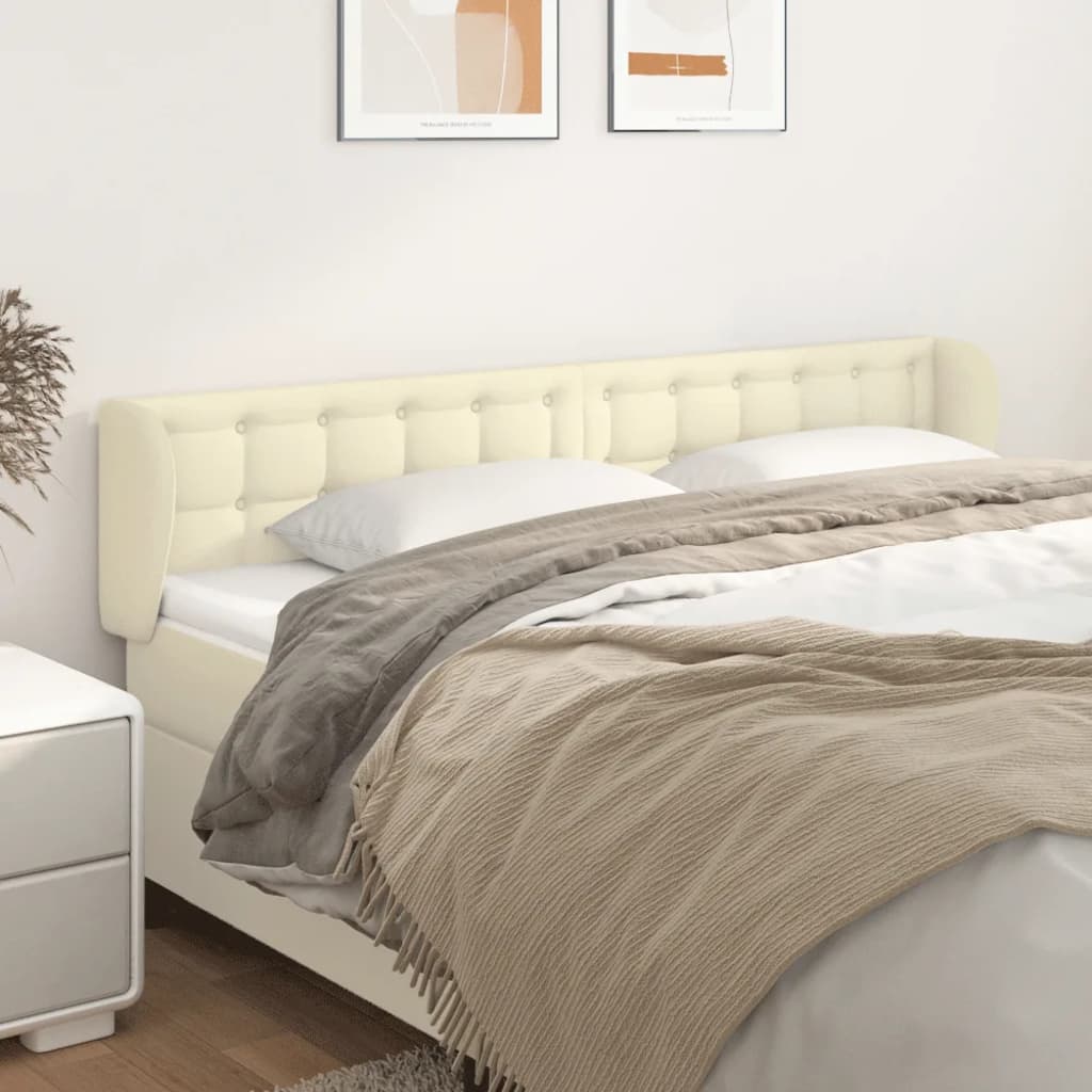 Hoofdbord Met Randen Kunstleer Kleurig 183 x 23 x 78/88 cm Crème