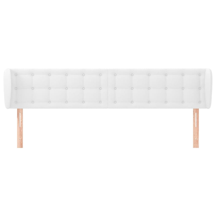 Hoofdbord Met Randen Kunstleer 203 x 23 x 78/88 cm Wit