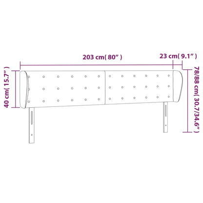 Hoofdbord Met Randen Kunstleer 203 x 23 x 78/88 cm Grijs