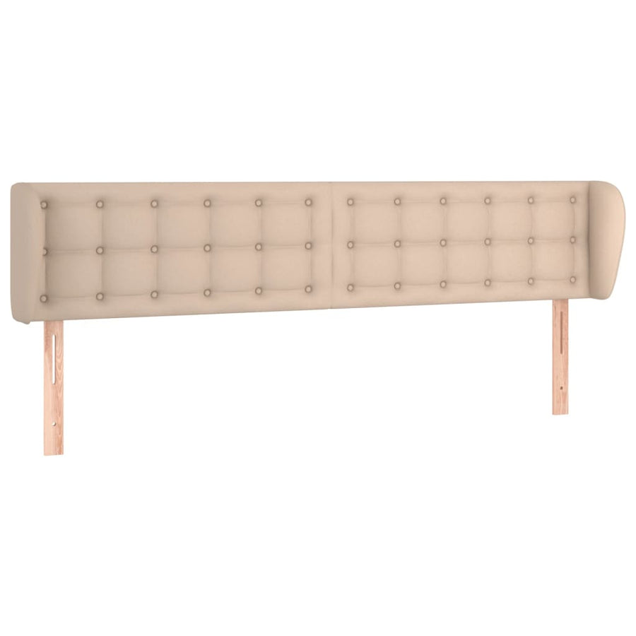 Hoofdbord met randen 203x23x78/88 cm kunstleer cappuccinokleur