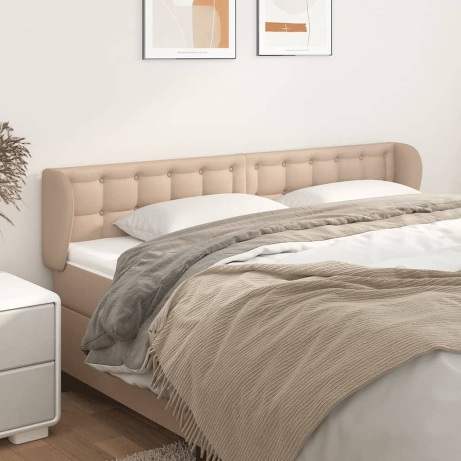 Hoofdbord met randen 203x23x78/88 cm kunstleer cappuccinokleur