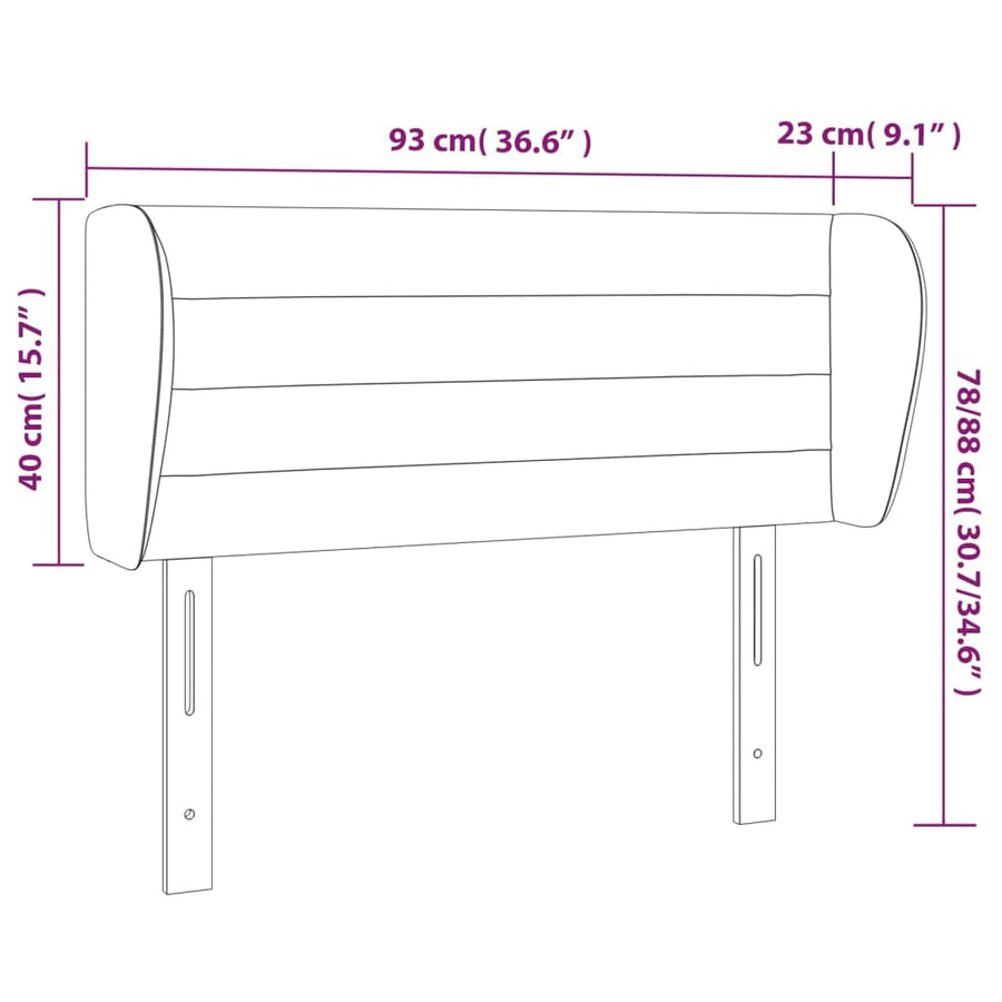 Hoofdbord met randen 93x23x78/88 cm stof donkergrijs 93 x 23 x 78/88 cm Donkergrijs