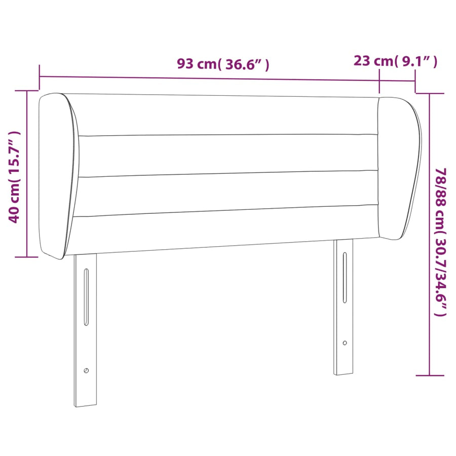 Hoofdbord Met Randen Stof 93 x 23 x 78/88 cm Donkerbruin