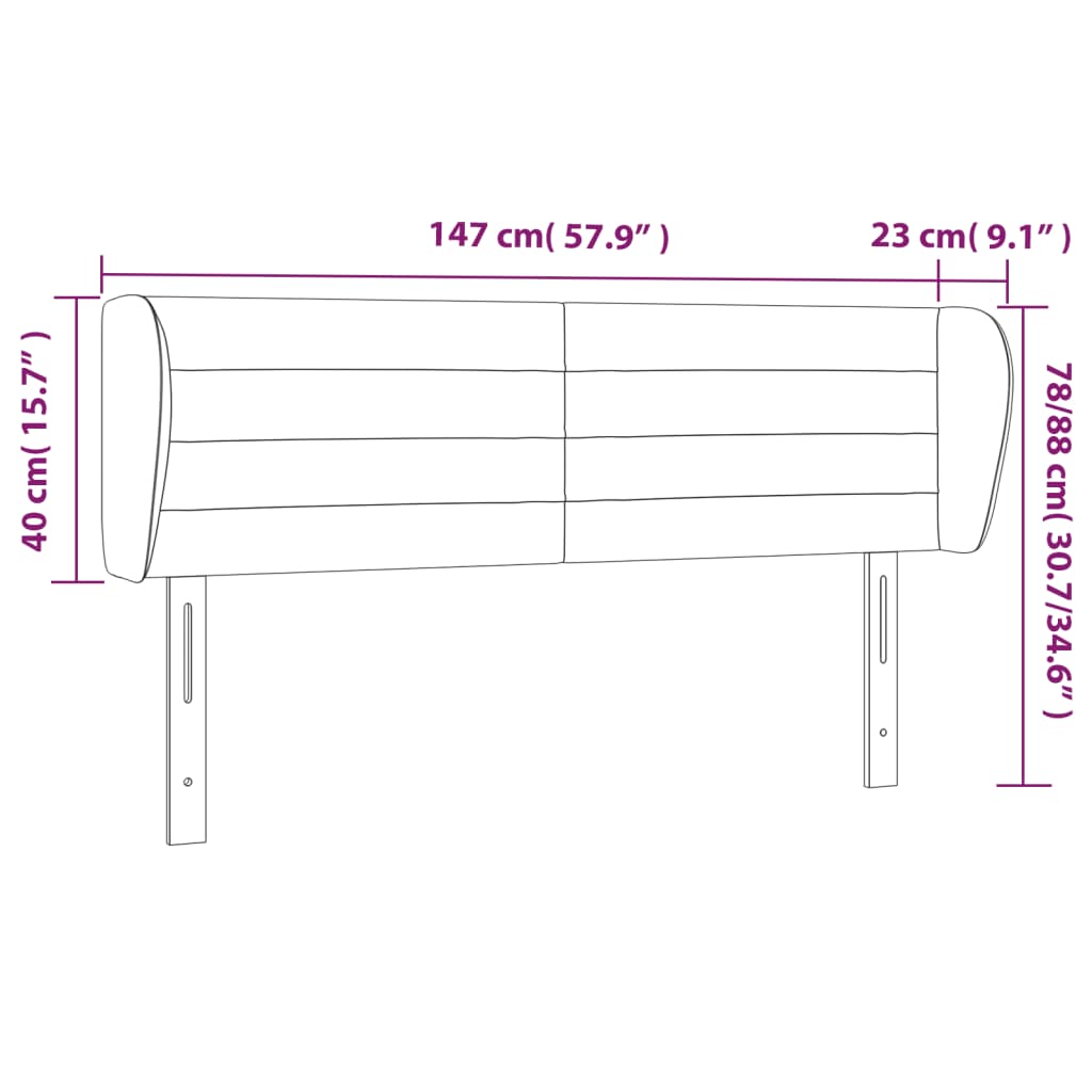 Hoofdbord met randen 147x23x78/88 cm stof lichtgrijs 147 x 23 x 78/88 cm Lichtgrijs