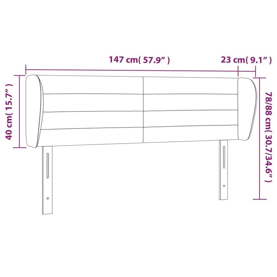 Hoofdbord met randen 147x23x78/88 cm stof donkergrijs 147 x 23 x 78/88 cm Donkergrijs