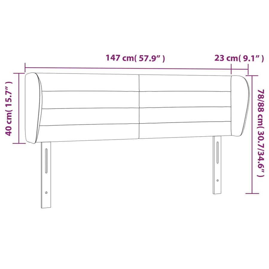 Hoofdbord met randen 147x23x78/88 cm stof zwart 147 x 23 x 78/88 cm Zwart