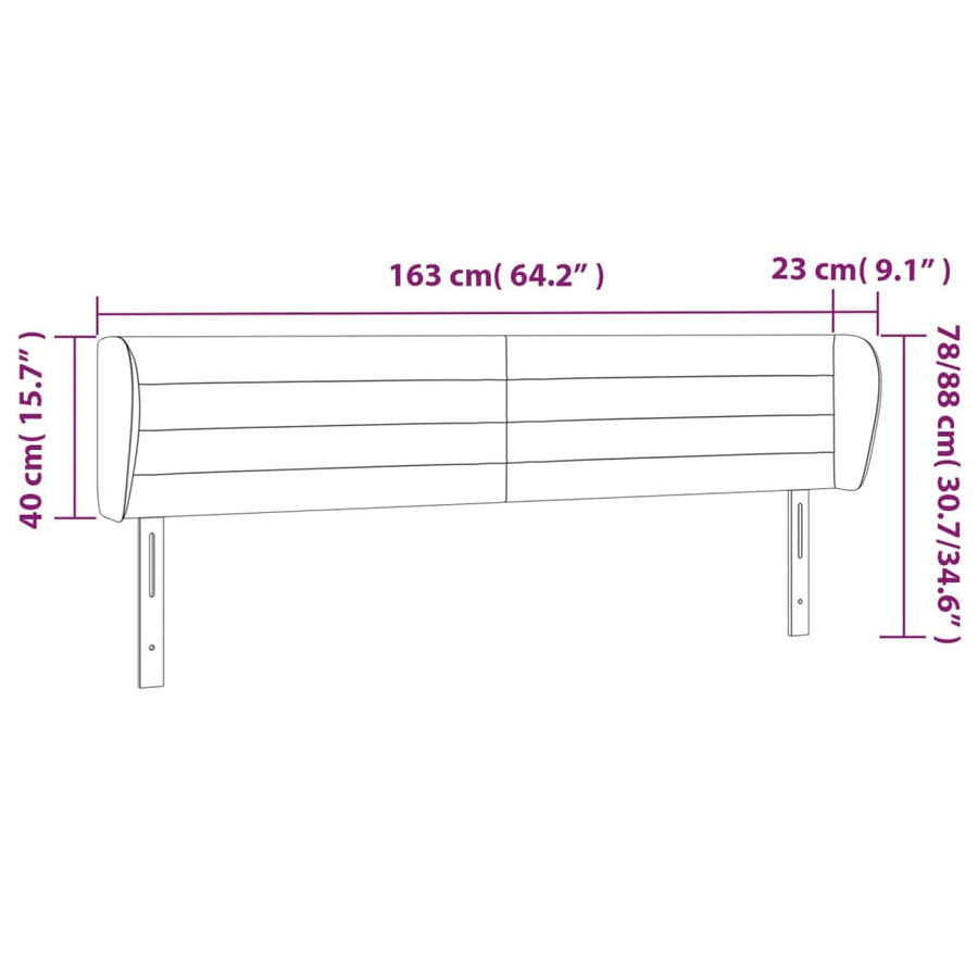 Hoofdbord Met Randen Stof Kleurig 163 x 23 x 78/88 cm Crème