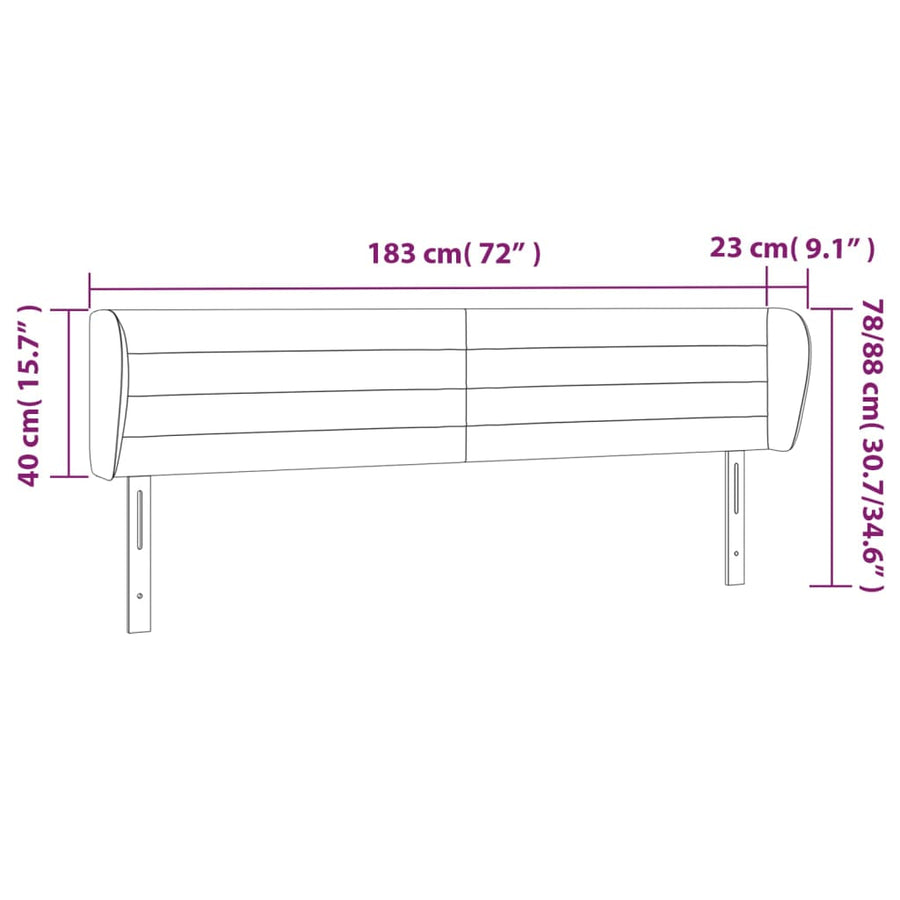 Hoofdbord Met Randen Stof 183 x 23 x 78/88 cm Blauw