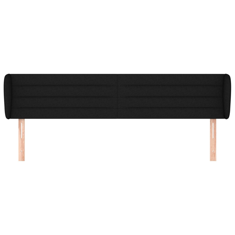 Hoofdbord met randen 203x23x78/88 cm stof zwart 203 x 23 x 78/88 cm Zwart