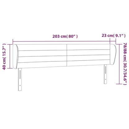Hoofdbord met randen 203x23x78/88 cm stof donkerbruin 203 x 23 x 78/88 cm Donkerbruin