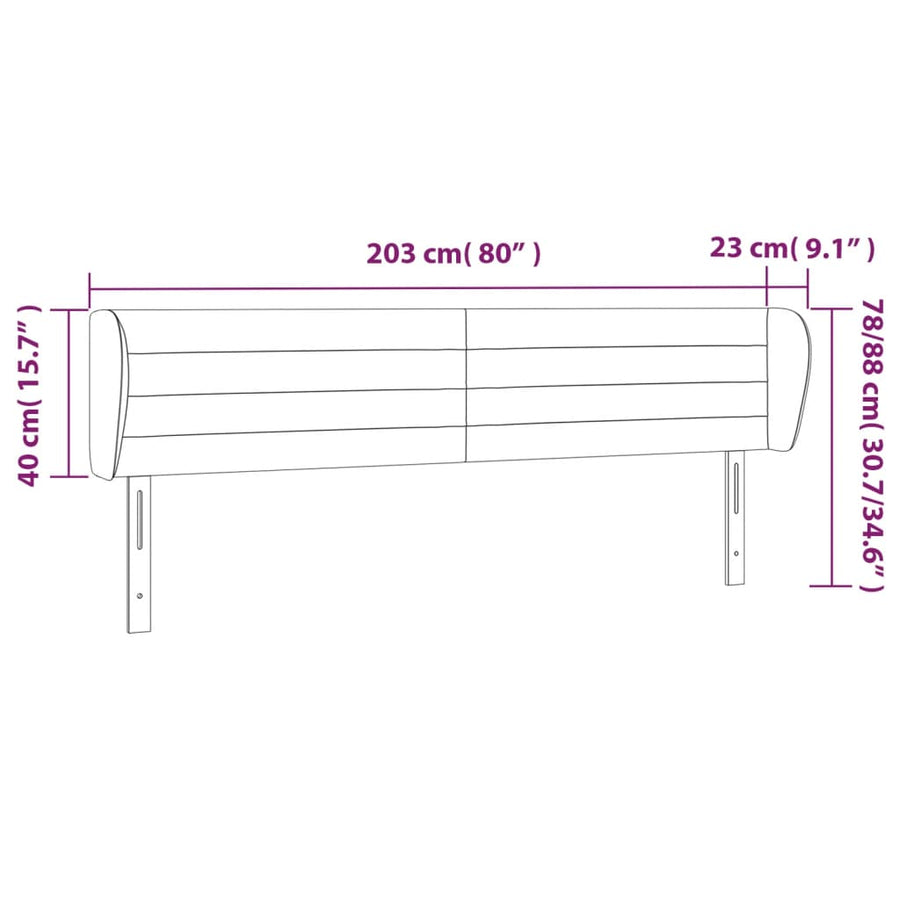 Hoofdbord met randen 203x23x78/88 cm stof donkerbruin 203 x 23 x 78/88 cm Donkerbruin