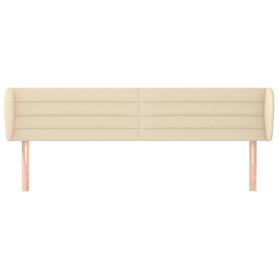 Hoofdbord met randen 203x23x78/88 cm stof crèmekleurig