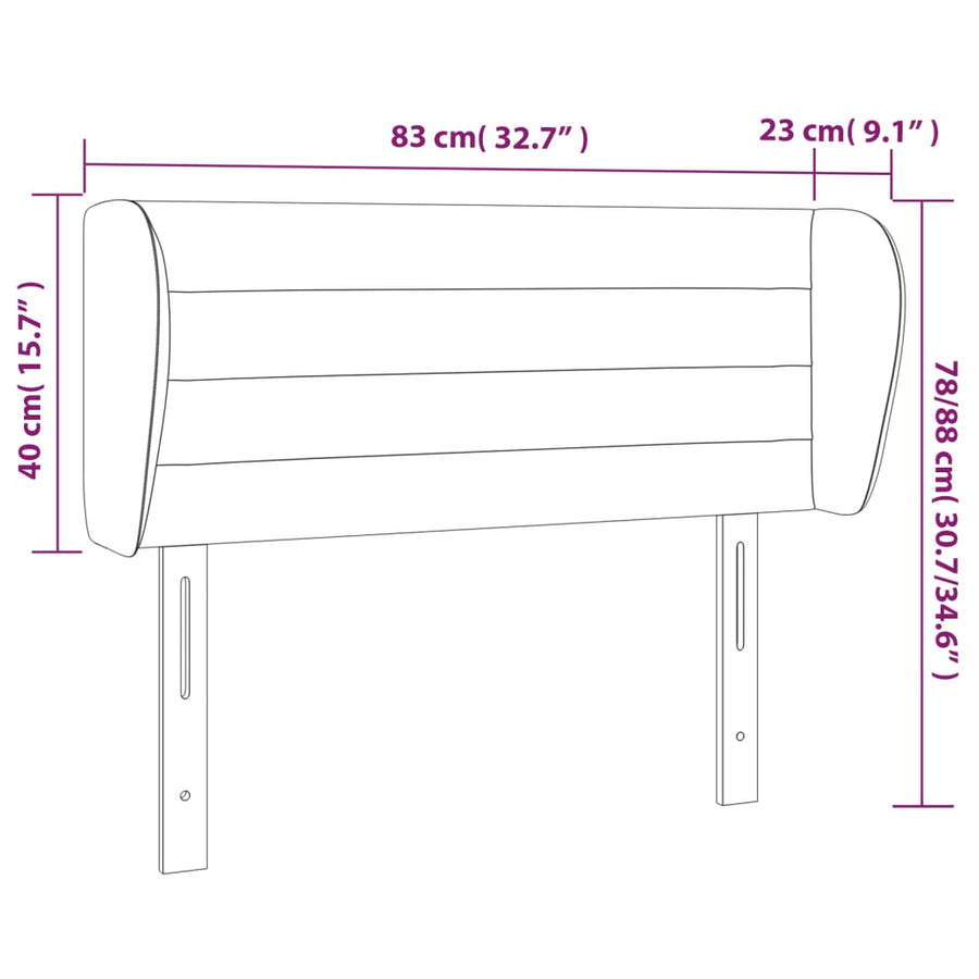 Hoofdbord Met Randen 83X23X78/88 Cm Fluweel Donkergrijs