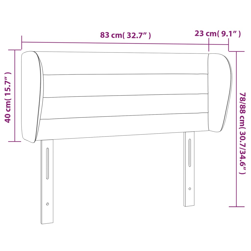 Hoofdbord Met Randen 83X23X78/88 Cm Fluweel Roze 83 x 23 x 78/88 cm
