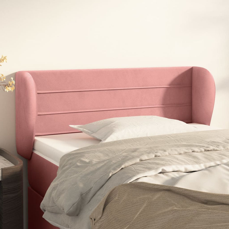 Hoofdbord Met Randen Fluweel 93 x 23 x 78/88 cm Roze