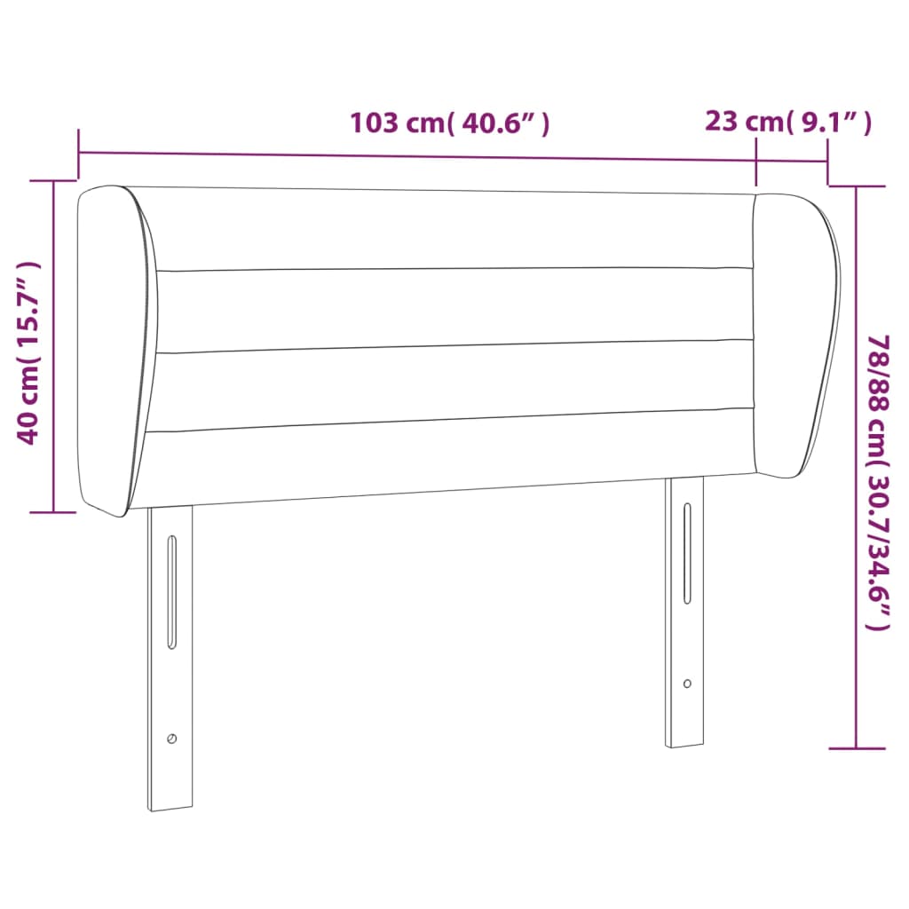 Hoofdbord Met Randen 103X23X78/88 Cm Fluweel Donkergrijs 103 x 23 x 78/88 cm
