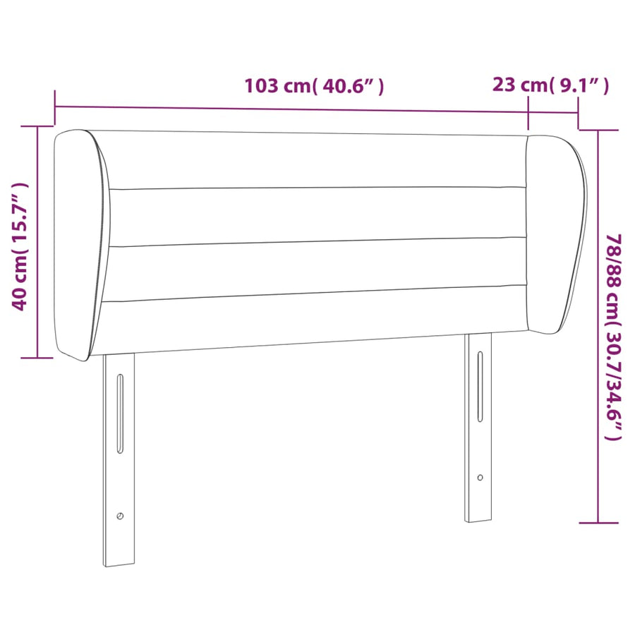 Hoofdbord Met Randen 103X23X78/88 Cm Fluweel Donkerblauw 103 x 23 x 78/88 cm