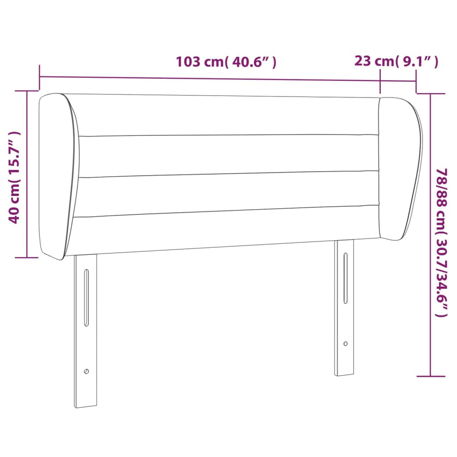 Hoofdbord Met Randen 103X23X78/88 Cm Fluweel Roze 103 x 23 x 78/88 cm