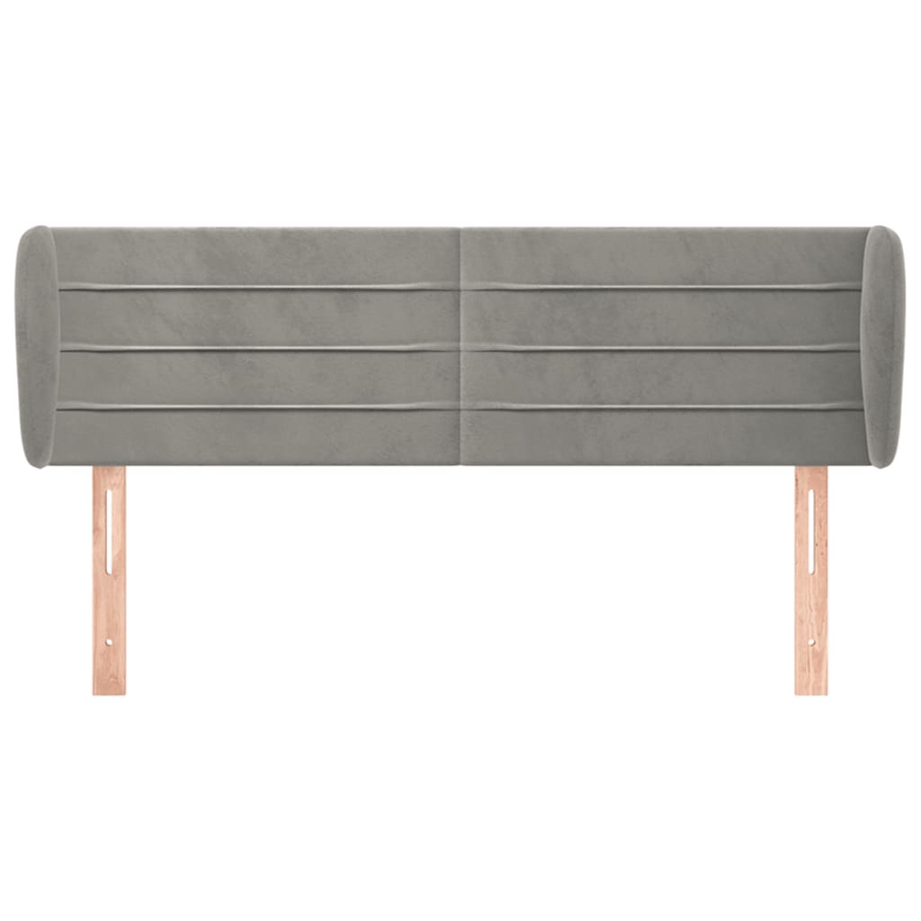 Hoofdbord Met Randen 147X23X78/88 Cm Fluweel Lichtgrijs