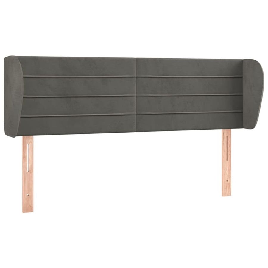 Hoofdbord Met Randen 147X23X78/88 Cm Fluweel Donkergrijs
