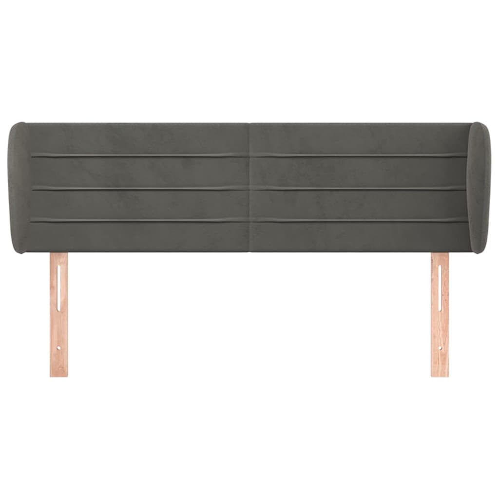 Hoofdbord Met Randen 147X23X78/88 Cm Fluweel Donkergrijs