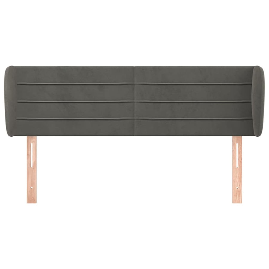 Hoofdbord Met Randen 147X23X78/88 Cm Fluweel Donkergrijs