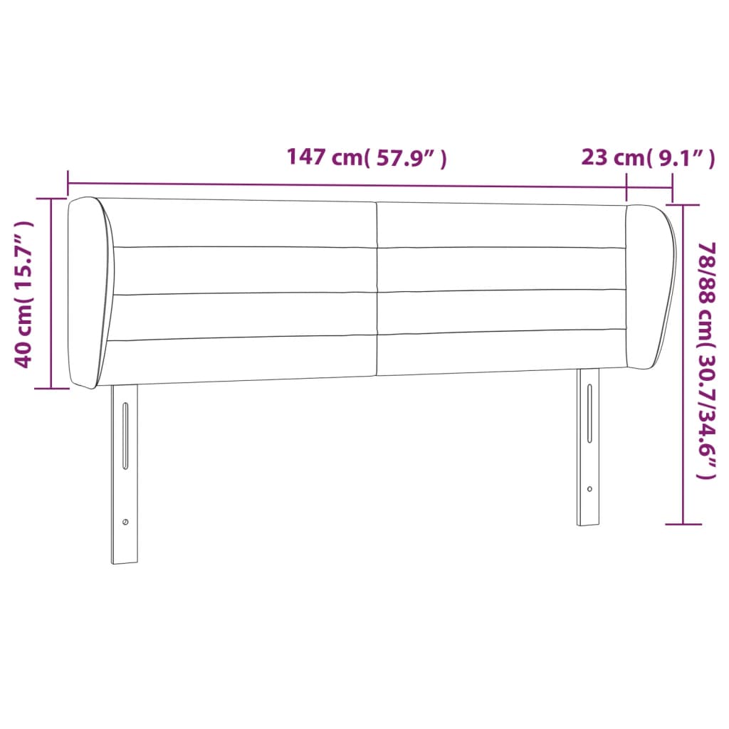 Hoofdbord Met Randen 147X23X78/88 Cm Fluweel Donkergrijs
