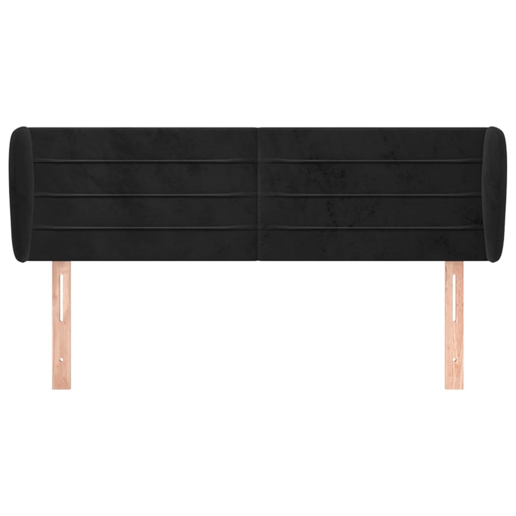 Hoofdbord Met Randen 147X23X78/88 Cm Fluweel Zwart