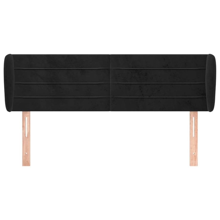 Hoofdbord Met Randen 147X23X78/88 Cm Fluweel Zwart