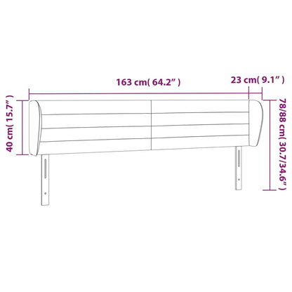 Hoofdbord Met Randen 163X23X78/88 Cm Fluweel Lichtgrijs