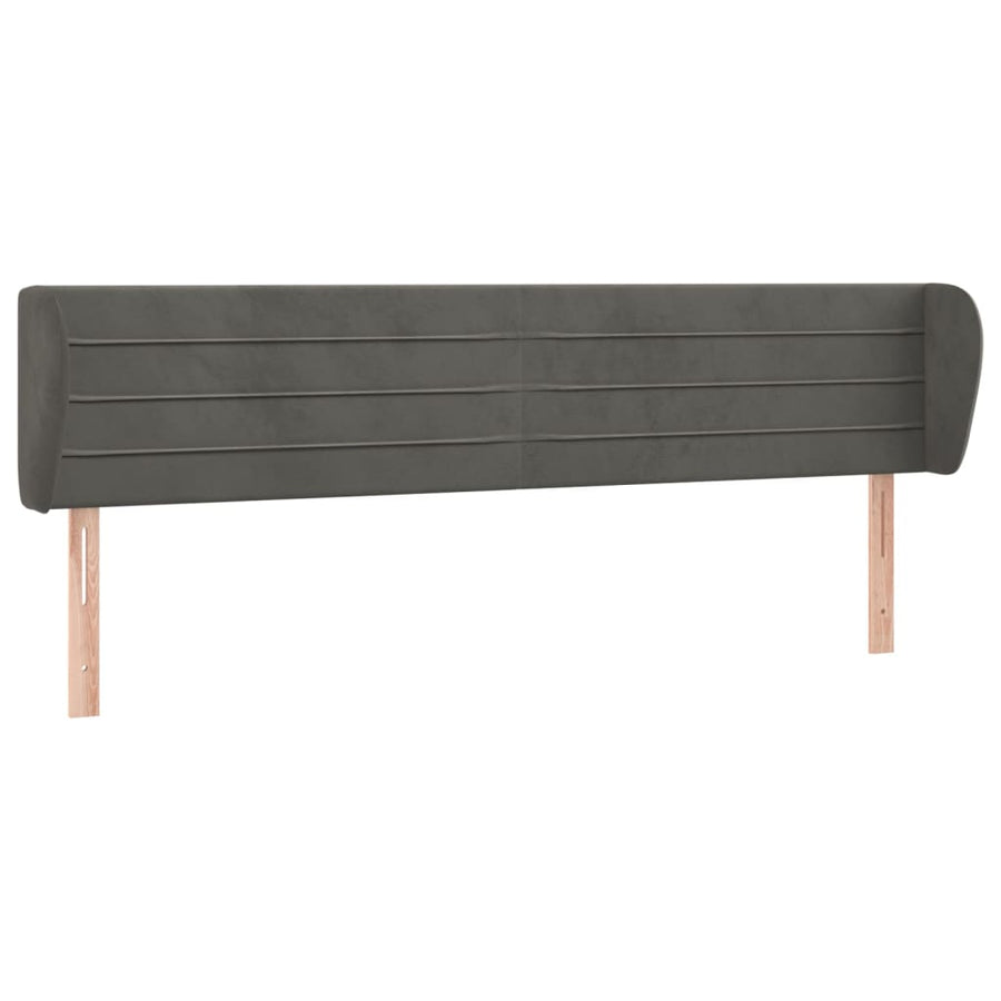 Hoofdbord Met Randen 163X23X78/88 Cm Fluweel Donkergrijs