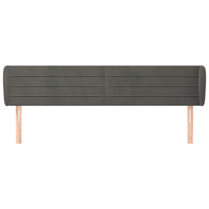 Hoofdbord Met Randen 163X23X78/88 Cm Fluweel Donkergrijs