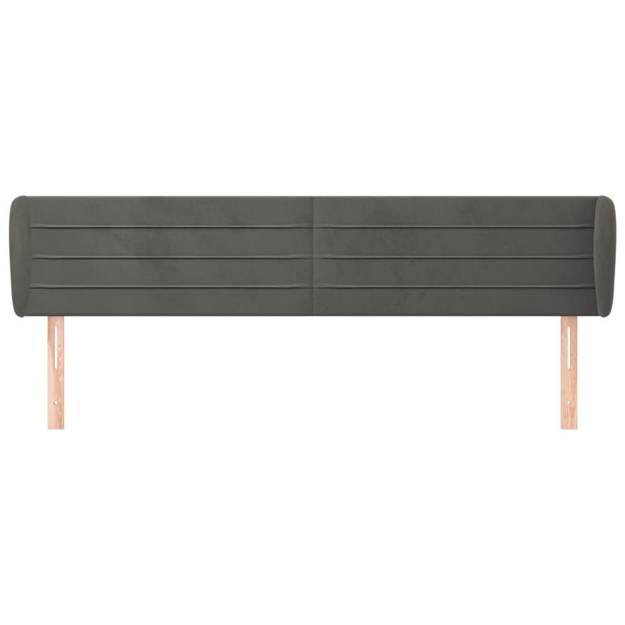 Hoofdbord Met Randen 163X23X78/88 Cm Fluweel Donkergrijs