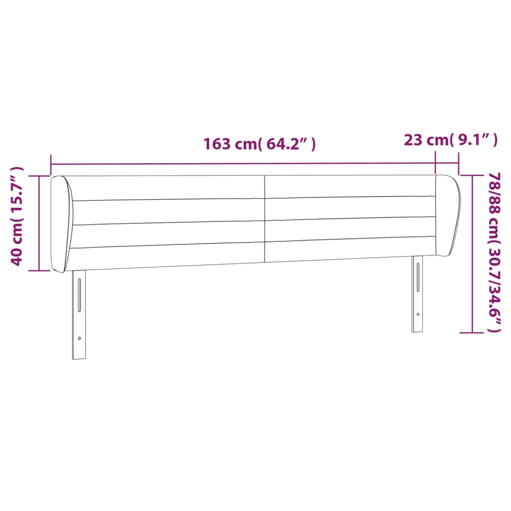 Hoofdbord Met Randen 163X23X78/88 Cm Fluweel Donkergrijs