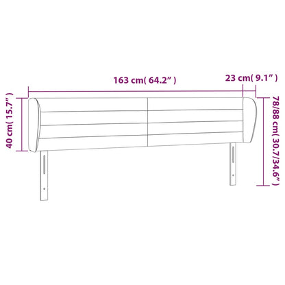Hoofdbord Met Randen 163X23X78/88 Cm Fluweel Donkergrijs