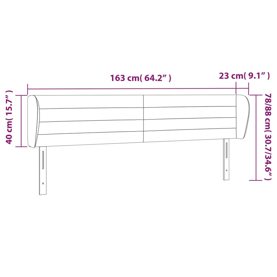 Hoofdbord Met Randen 163X23X78/88 Cm Fluweel Donkergrijs