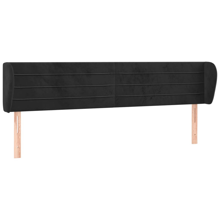 Hoofdbord Met Randen 163X23X78/88 Cm Fluweel Zwart