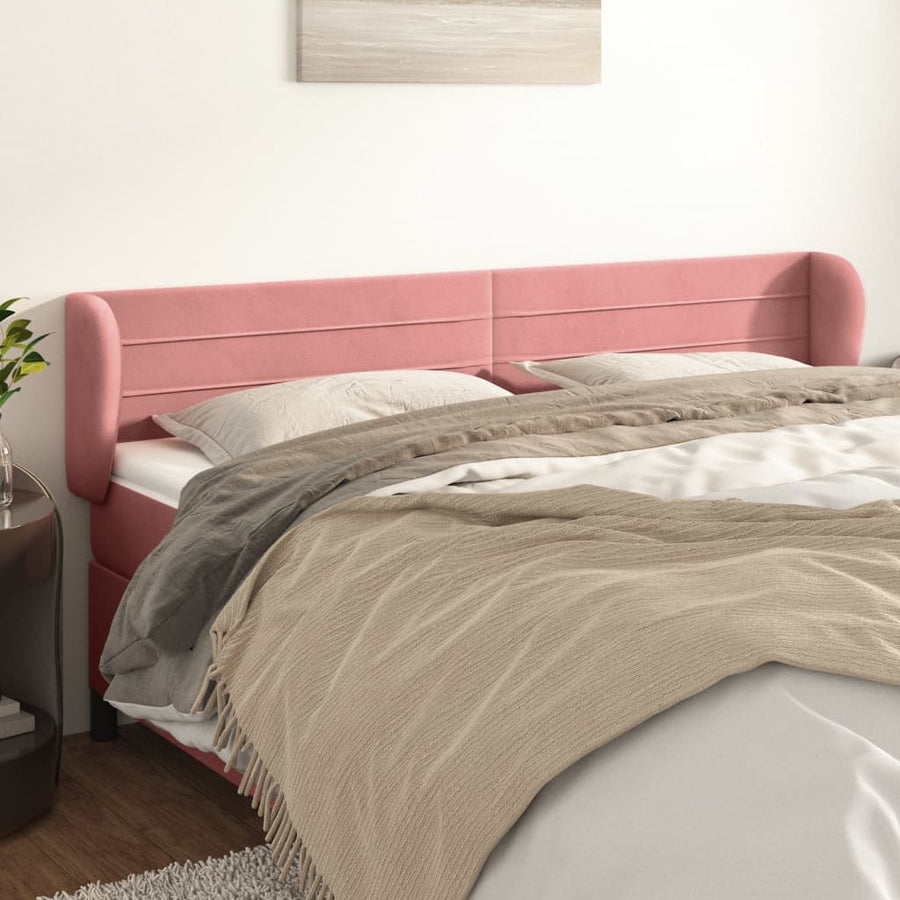 Hoofdbord Met Randen Fluweel 163 x 23 x 78/88 cm Roze