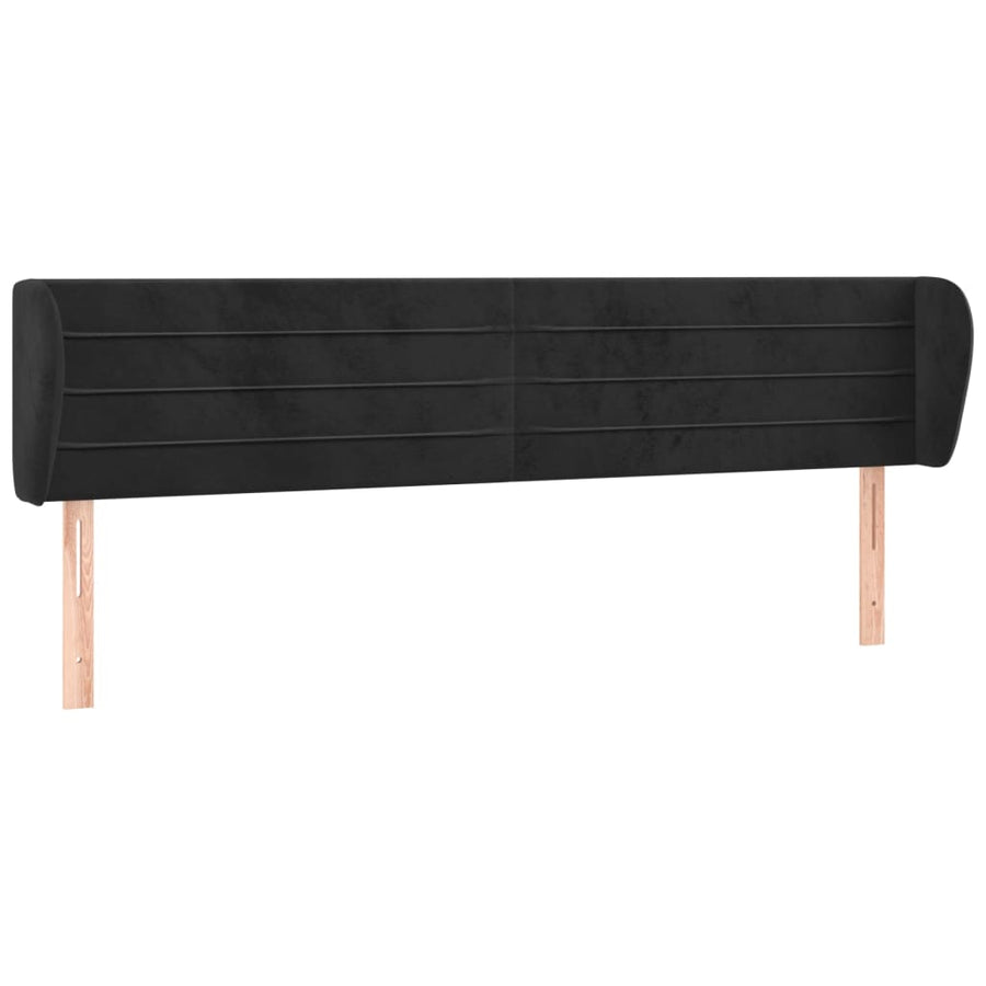 Hoofdbord Met Randen 183X23X78/88 Cm Fluweel Zwart