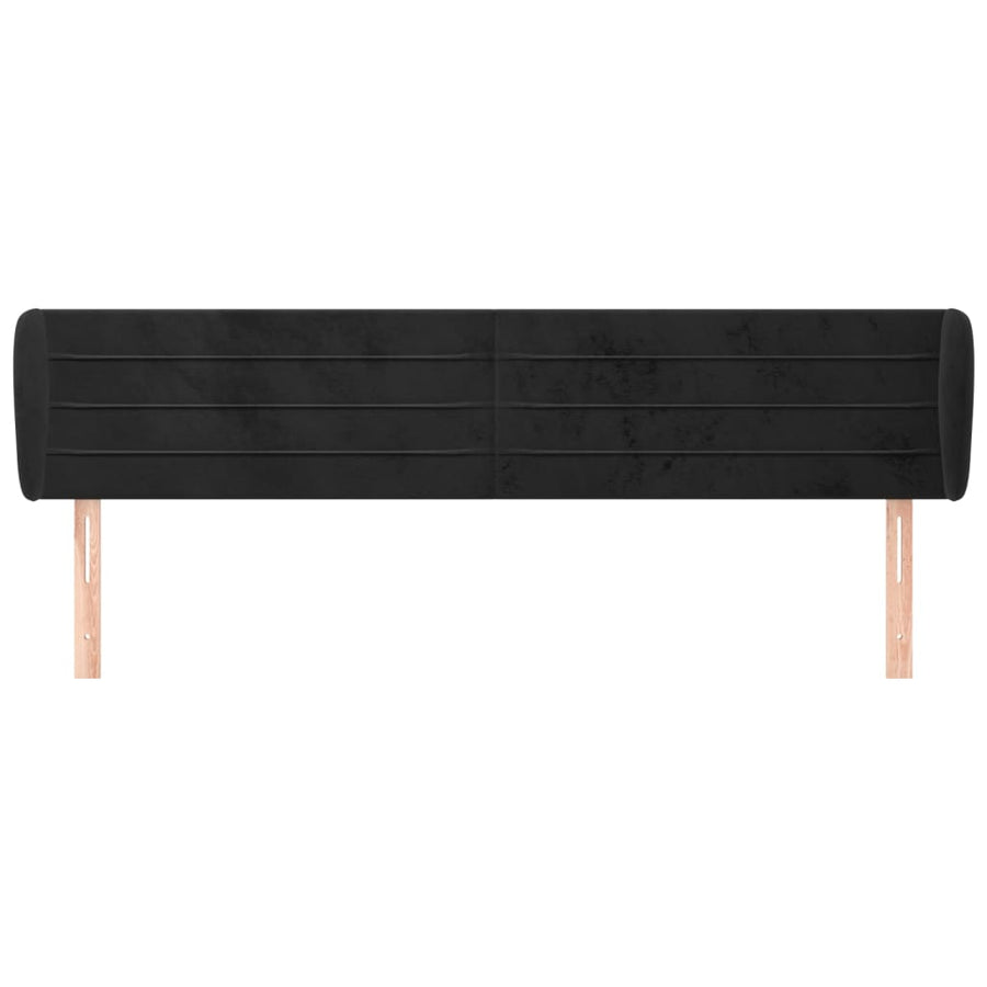 Hoofdbord Met Randen 183X23X78/88 Cm Fluweel Zwart