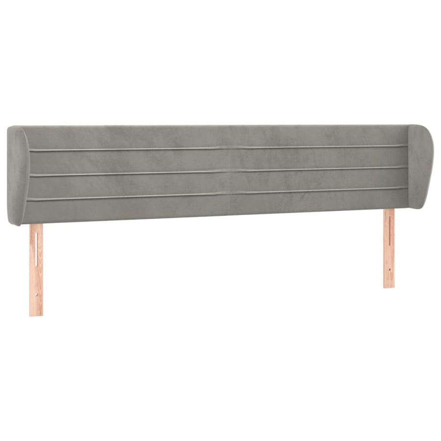 Hoofdbord Met Randen 203X23X78/88 Cm Fluweel Lichtgrijs