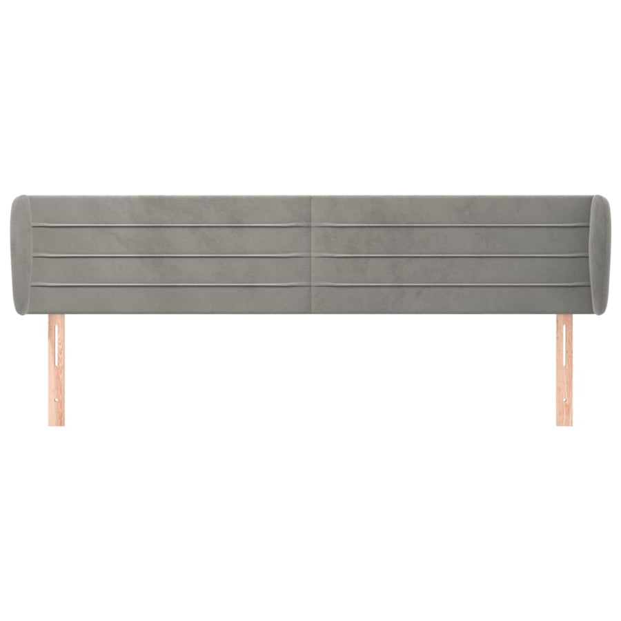 Hoofdbord Met Randen 203X23X78/88 Cm Fluweel Lichtgrijs