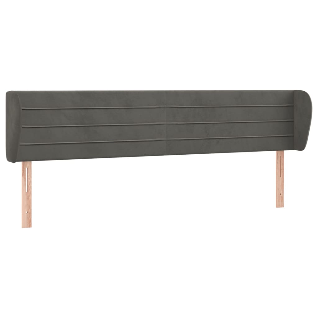 Hoofdbord Met Randen 203X23X78/88 Cm Fluweel Donkergrijs