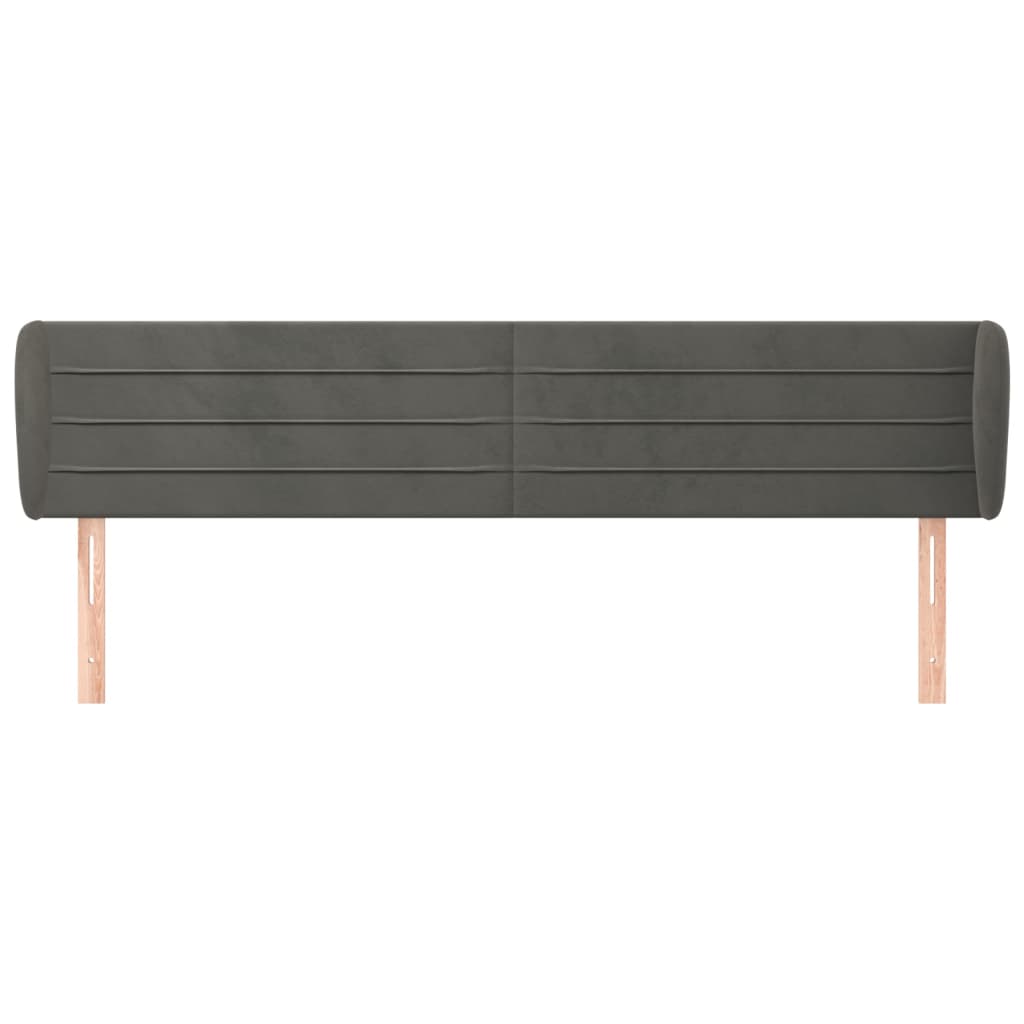 Hoofdbord Met Randen 203X23X78/88 Cm Fluweel Donkergrijs