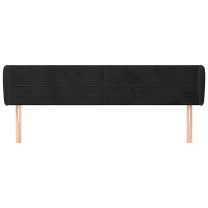Hoofdbord Met Randen 203X23X78/88 Cm Fluweel Zwart